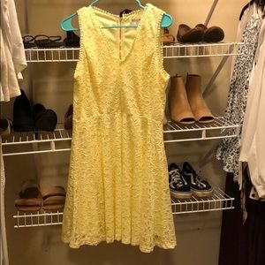 yellow lace skater dress